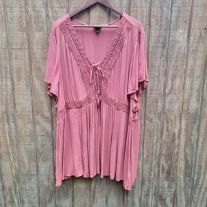 Torrid Peasant Prarie Tie Front Sienna Orange Blouse Torrid Womens Size 6/30/6X